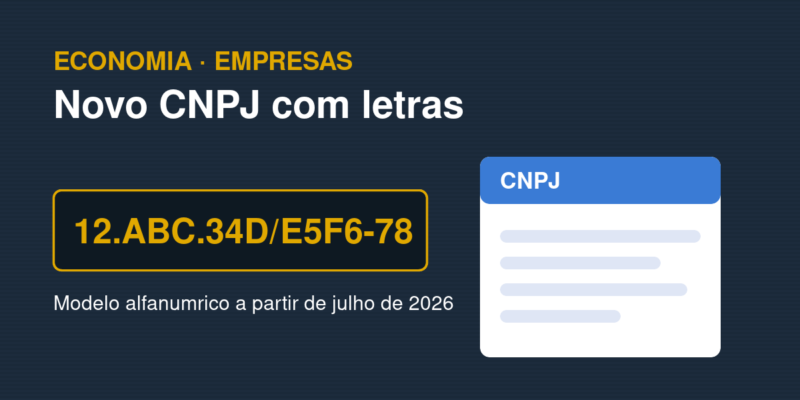 Ilustracao sobre o novo CNPJ alfanumerico. Arte: Portal 2 de Julho