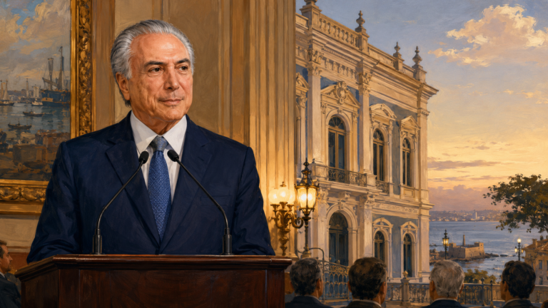 Michel Temer participa nesta sexta-feira de programação dos 215 anos da Associação Comercial da Bahia<span style='display:block;font-size:0.55em;font-weight:400;line-height:1.35;color:#555;margin-top:10px'>Agenda do ex-presidente em Salvador inclui sessão especial do documentário '963 Dias' e almoço com palestra no restaurante Amado.</span>
