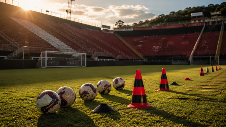 Ba-Vi no Barradão: Vitória intensifica preparação para clássico de domingo<span style='display:block;font-size:0.55em;font-weight:400;line-height:1.35;color:#555;margin-top:10px'>Rubro-negro faz nesta quinta a terceira das cinco sessões previstas antes do duelo com o Bahia, marcado para as 16h pela 24ª rodada do Brasileirão.</span>