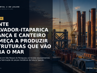 Ponte Salvador-Itaparica avança e canteiro começa a produzir estruturas que vão para o mar