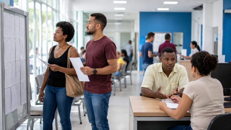 Candidatos consultam vagas de emprego em unidade de atendimento