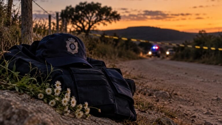 Boné e uniforme de guarda municipal em estrada rural de Uibaí