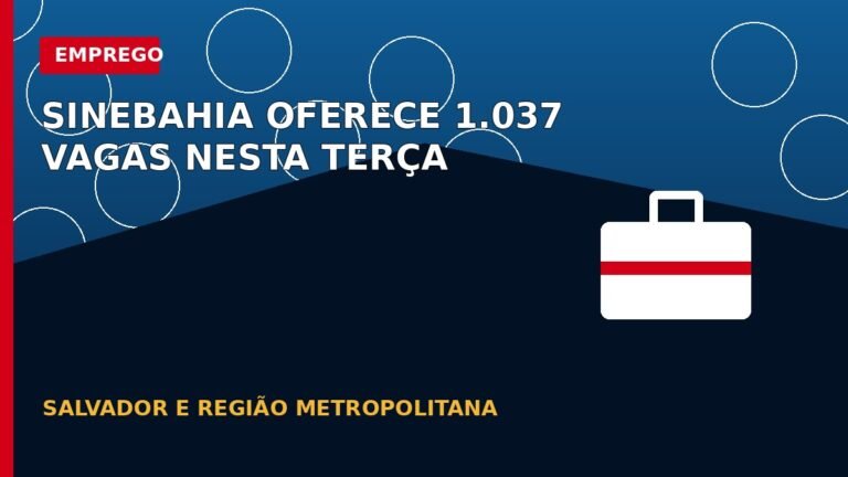 Arte editorial sobre vagas de emprego oferecidas pelo SineBahia