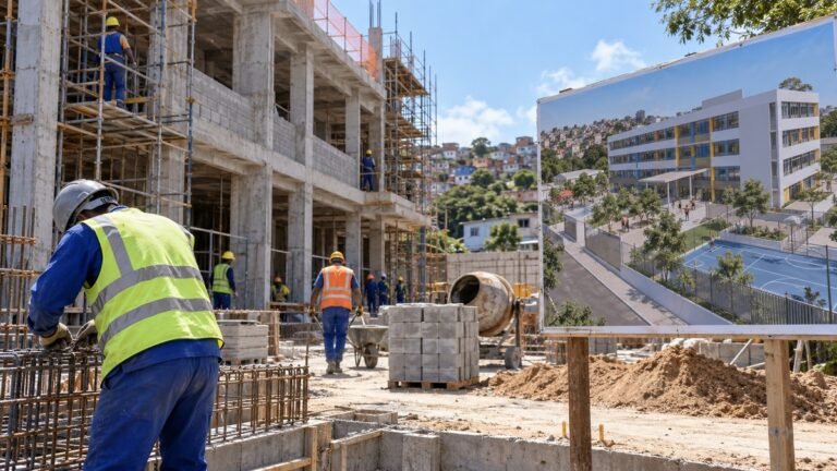 Obra de reconstrução de escola municipal em Cajazeiras, Salvador