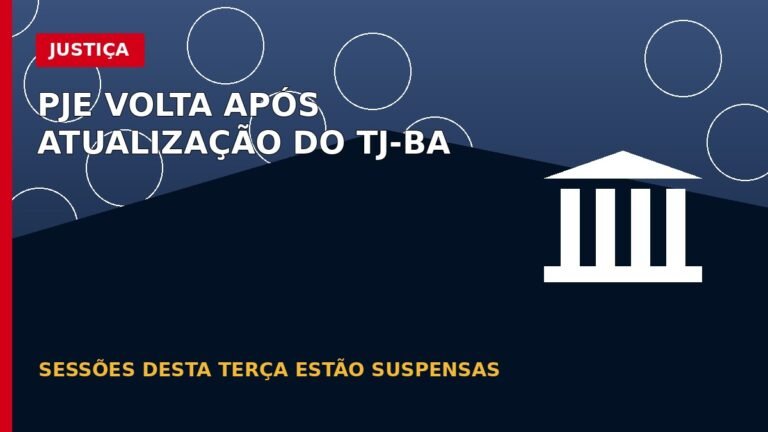 Arte editorial sobre a atualização do sistema PJe do Tribunal de Justiça da Bahia