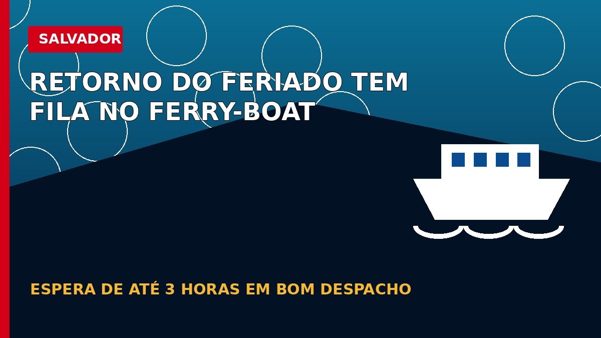 Arte editorial sobre fila de retorno do feriado no sistema Ferry-Boat