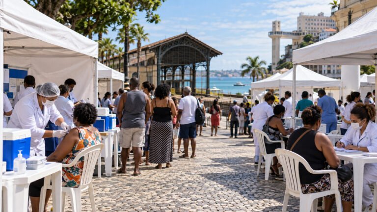 Feira Saúde Mais Perto tem último dia de exames e consultas gratuitos no VLT da Calçada nesta terça (22)<span style='display:block;font-size:0.55em;font-weight:400;line-height:1.35;color:#555;margin-top:10px'>Ação da Sesab oferece ultrassonografias, eletrocardiograma, consultas ginecológicas, atendimento odontológico e vacinação das 8h às 16h, por ordem de chegada.</span>
