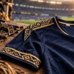 Terceiro uniforme azul e dourado do Bahia inspirado em grafismos indígenas