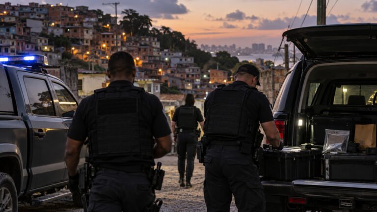 Policiais durante operação de segurança em Cajazeiras, Salvador