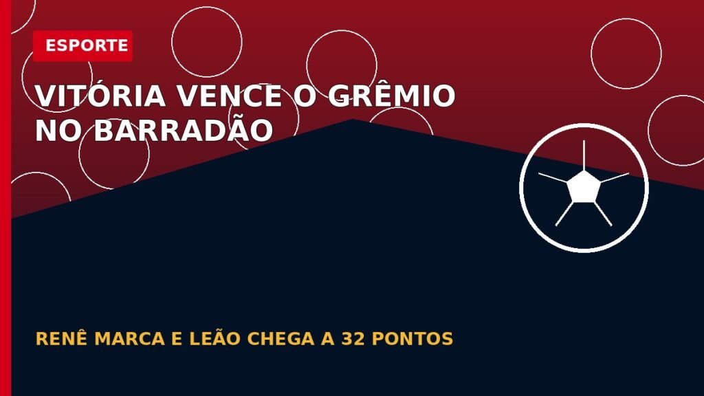 Arte editorial sobre a vitória do Vitória por 1 a 0 contra o Grêmio no Barradão