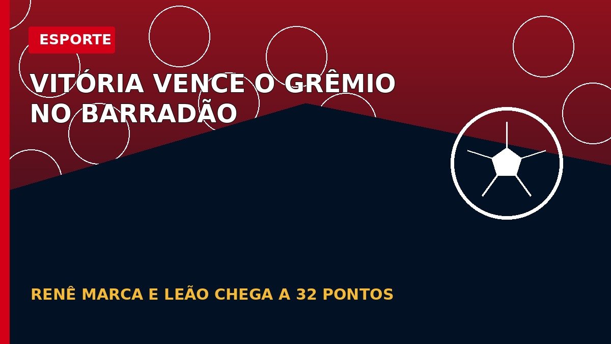 Arte editorial sobre a vitória do Vitória por 1 a 0 contra o Grêmio no Barradão