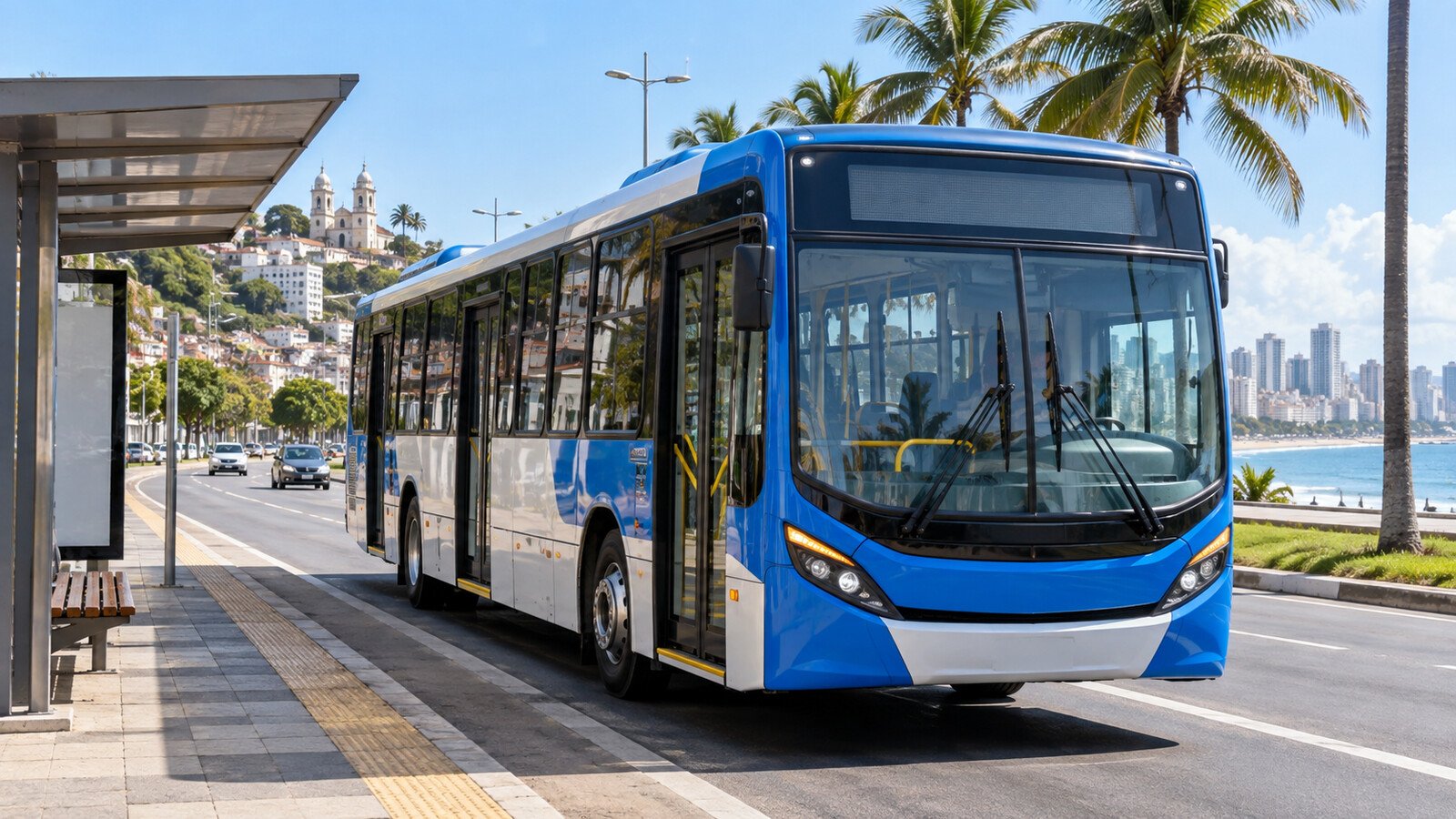 Ônibus urbano circula por avenida de Salvador em nova ligação de transporte público