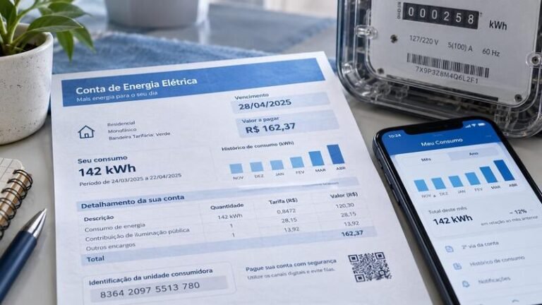 Conta de energia da Neoenergia Coelba com identificação de 15 dígitos