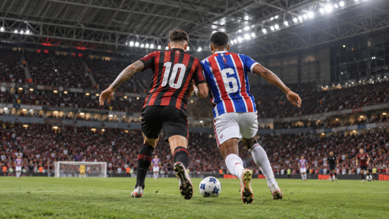 Athletico x Bahia: Tricolor encara duelo direto no G-4 neste domingo em Curitiba<span style='display:block;font-size:0.55em;font-weight:400;line-height:1.35;color:#555;margin-top:10px'>Times têm 46 pontos cada e se enfrentam às 19h30, na Arena da Baixada, pela 28ª rodada do Brasileirão; Cristian Olivera é desfalque por suspensão.</span>