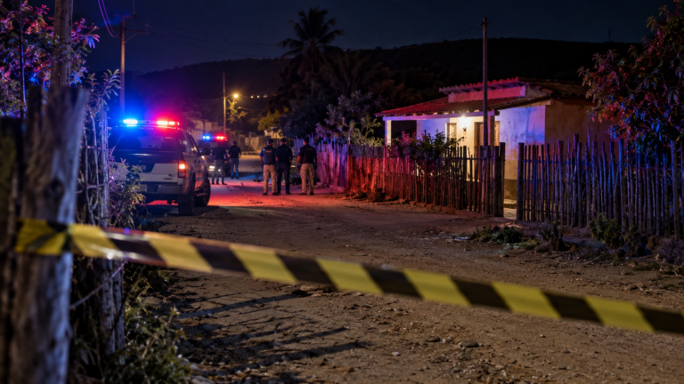 Ataque a tiros em Rafael Jambeiro deixa três mortos, entre eles criança de 2 anos, e quatro feridos<span style='display:block;font-size:0.55em;font-weight:400;line-height:1.35;color:#555;margin-top:10px'>Crime ocorreu na madrugada de sexta-feira (18) no povoado de Lagoa do Miranda; Polícia Civil já identificou suspeito e investiga ligação com disputa do tráfico.</span>