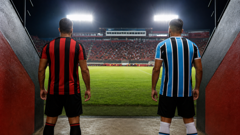 Vitória x Grêmio: pressionado, Leão recebe o Tricolor gaúcho no Barradão nesta segunda-feira<span style='display:block;font-size:0.55em;font-weight:400;line-height:1.35;color:#555;margin-top:10px'>Jair Ventura foi mantido no cargo após eliminação na Copa do Brasil; Cacá (suspenso) e Ramon (lesionado) desfalcam o Rubro-Negro no feriado.</span>