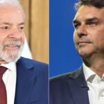 Fotografias reais de Luiz Inácio Lula da Silva e Flávio Bolsonaro em composição lado a lado