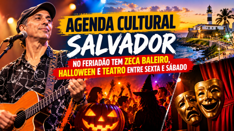 Agenda cultural Salvador no feriadão tem Zeca Baleiro, Halloween e teatro entre sexta e sábado<span style='display:block;font-size:0.55em;font-weight:400;line-height:1.35;color:#555;margin-top:10px'>Agenda reúne shows, peças e festas em diferentes pontos da capital nesta sexta (30) e no sábado (31).</span>