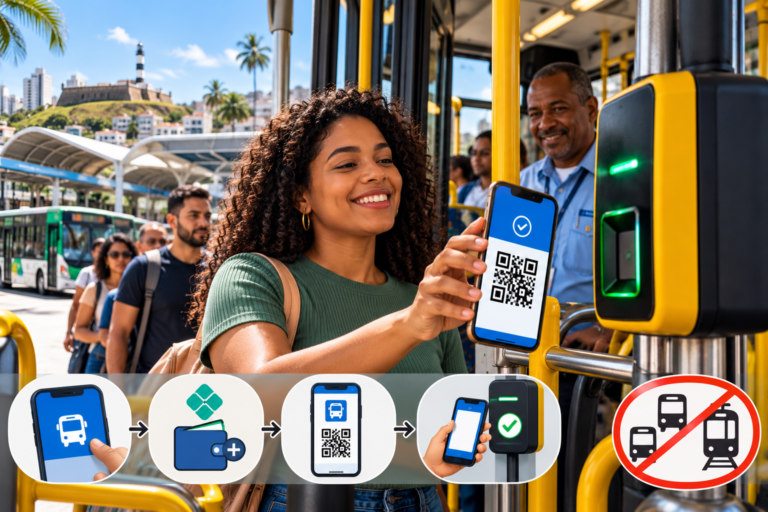 QR Code nos ônibus de Salvador: teste começa em 26 de outubro com pagamento por Pix<span style='display:block;font-size:0.55em;font-weight:400;line-height:1.35;color:#555;margin-top:10px'>Opção será testada nas estações Águas Claras e Mussurunga; cobradores seguem trabalhando e dinheiro continua aceito.</span>