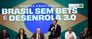 Presidente Lula e ministros no anúncio das medidas sobre bets e endividamento em São Paulo