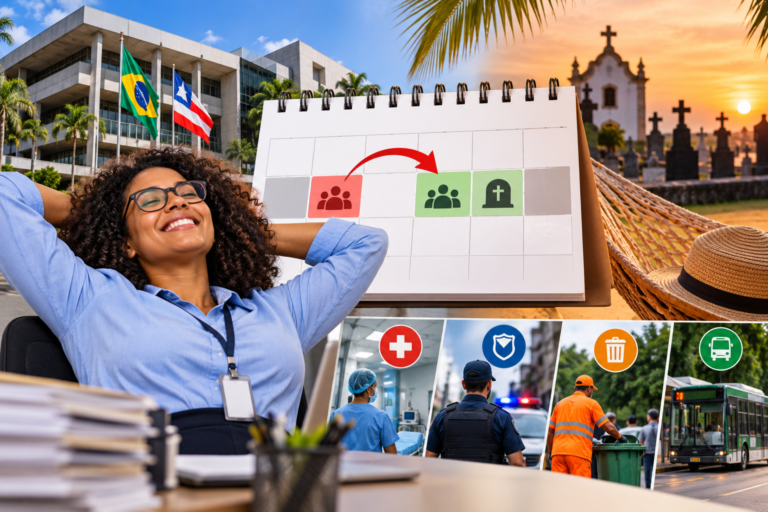 Governo da Bahia muda feriado do Dia do Servidor para 30 de outubro e cria feriadão até Finados<span style='display:block;font-size:0.55em;font-weight:400;line-height:1.35;color:#555;margin-top:10px'>Decreto transfere a data de quarta (28) para sexta-feira; servidores recebem normalmente pelo dia.</span>