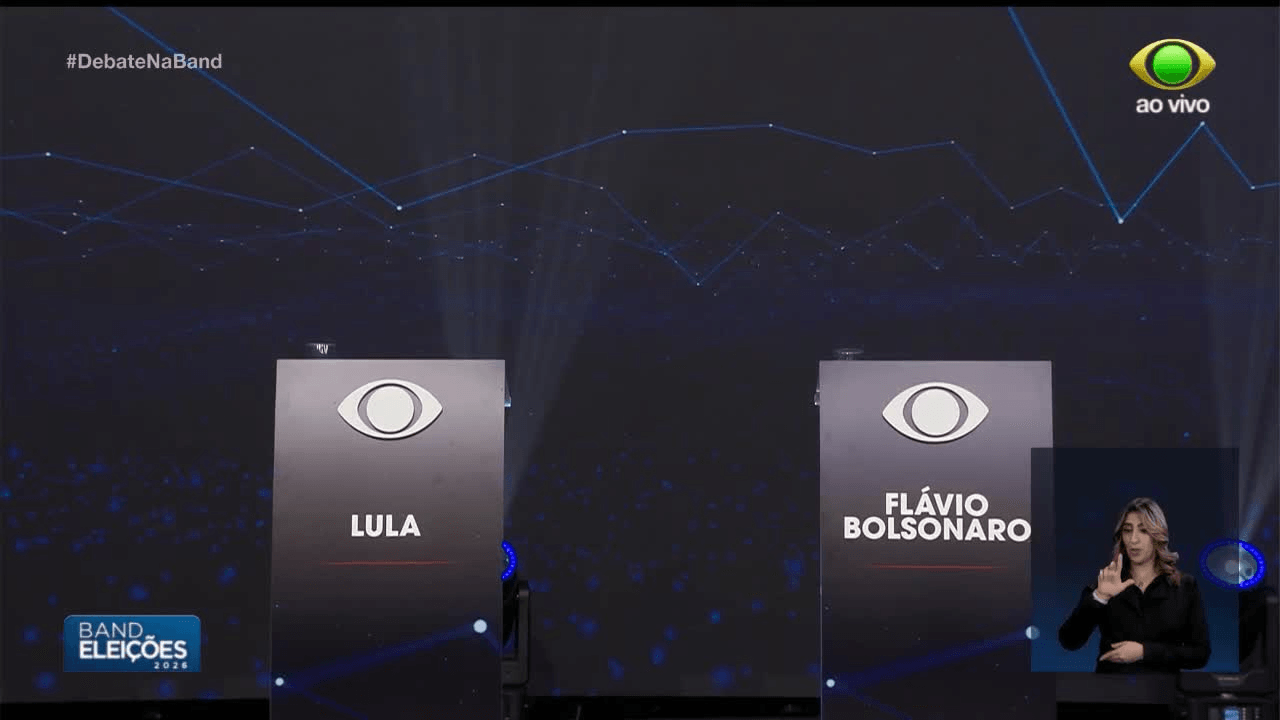 Púlpitos do debate da Band nas eleições de 2026